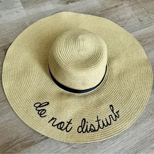 BN, Chic Do Not Disturb, floppy beach Hat. Hand sewn. 100% straw. Black ribbon.